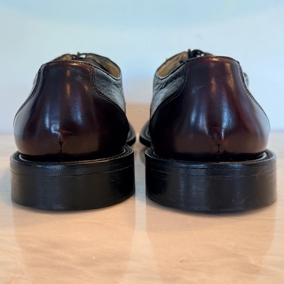 Barcelino Handmade Italian Leather Cap Toe Shoes Burgundy/Black |10M |Vero Cuoio main image 7